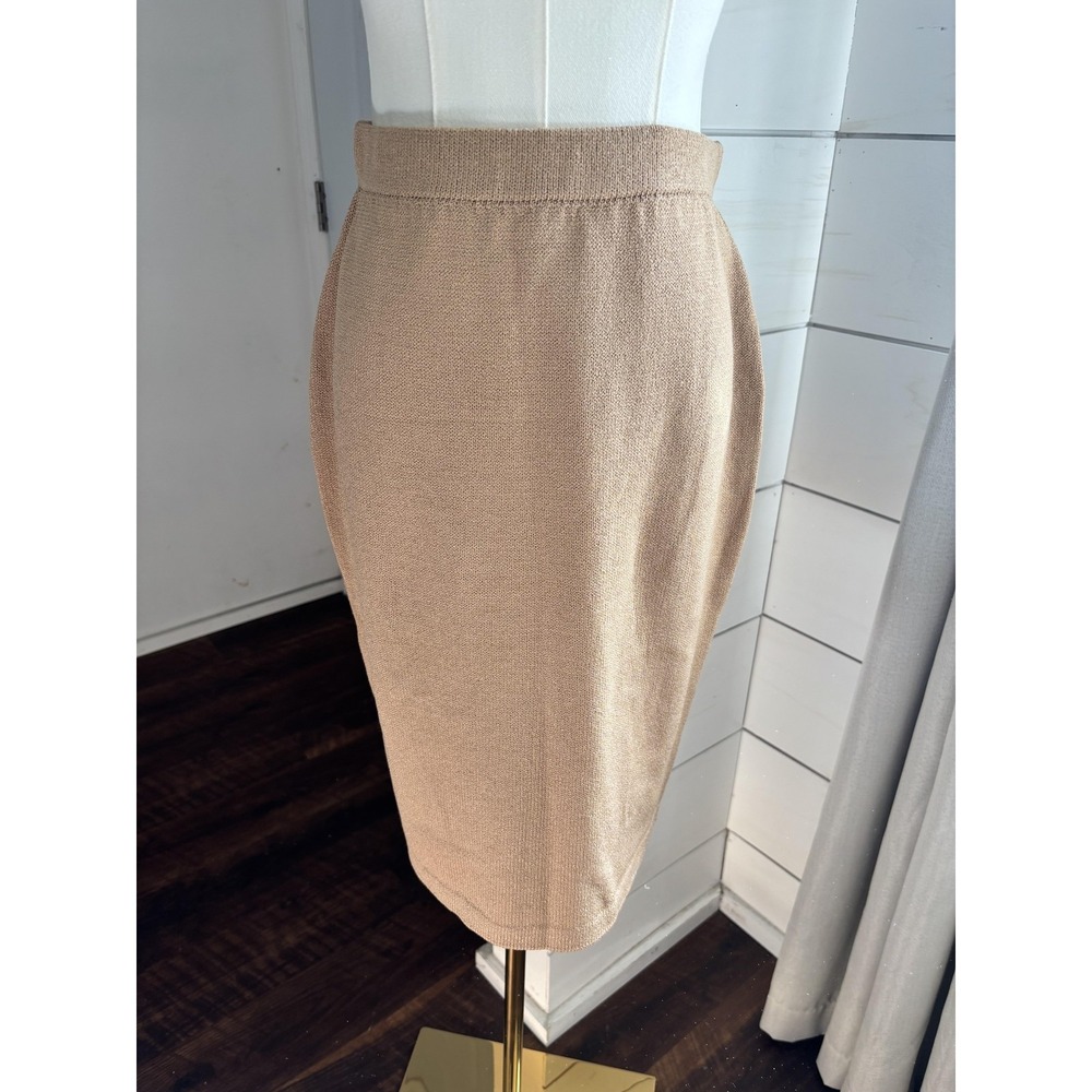 St John Collection Skirt Womens 4 Beige Wool Pencil Career Santana Knit Office
